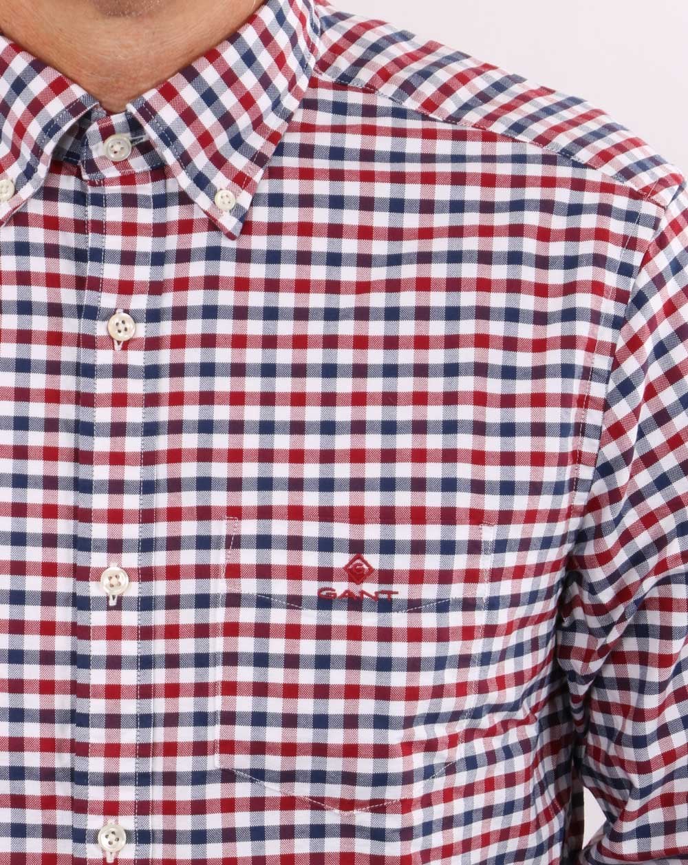 Gant Oxford Gingham Shirt Mahogany Red - Image 3