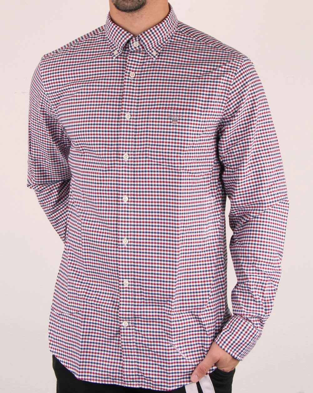 Gant Oxford Gingham Shirt Mahogany Red - Image 2