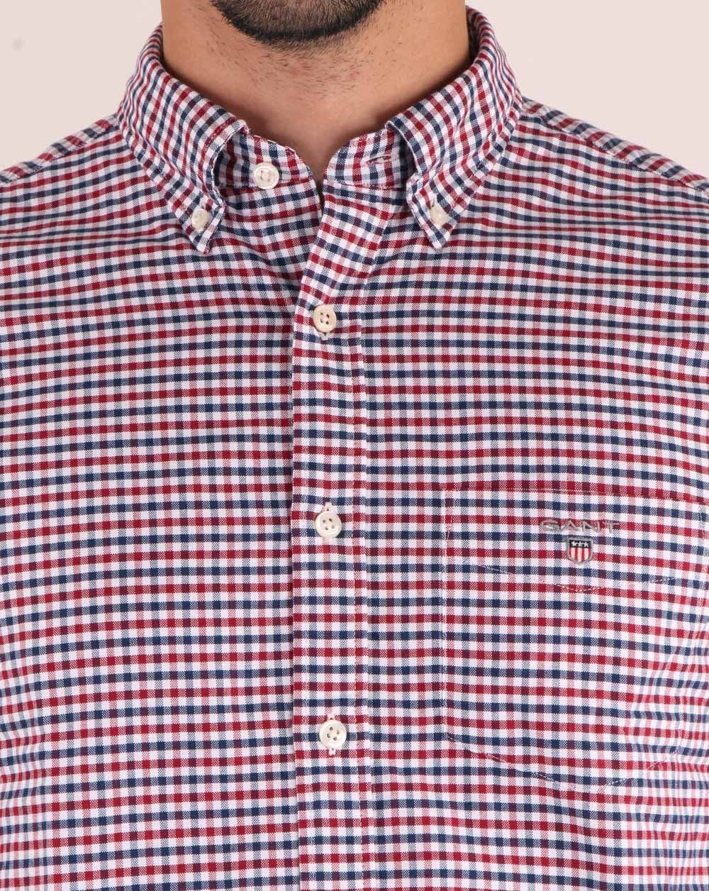 Gant Oxford Gingham Shirt Mahogany Red - Image 3