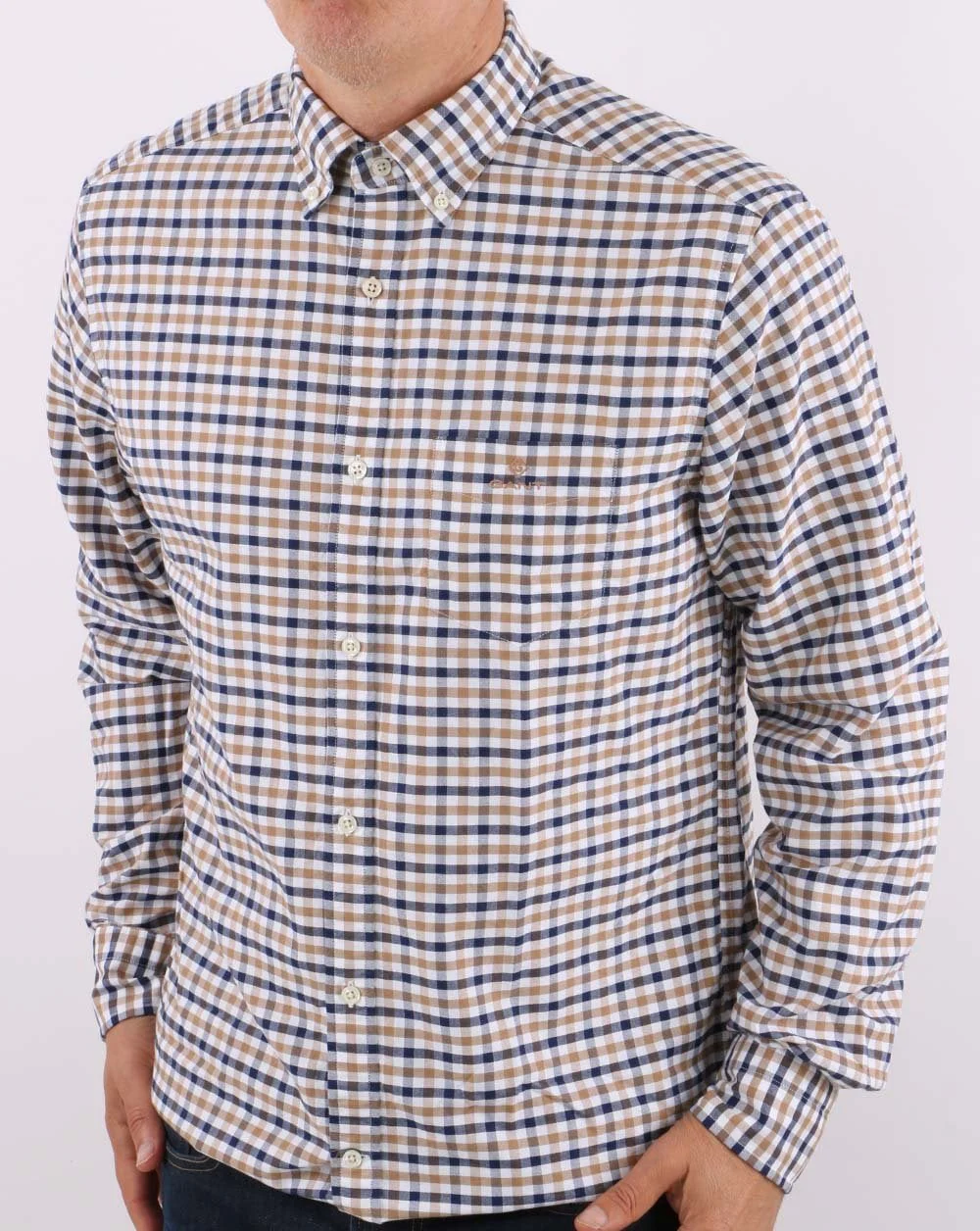 Gant Oxford Gingham Shirt Warm Khaki