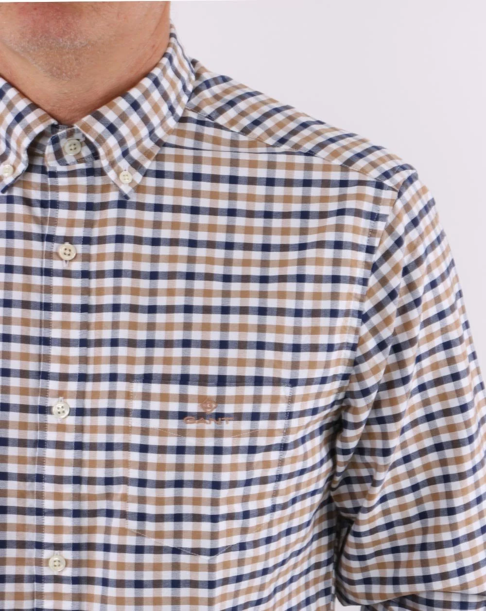 Gant Oxford Gingham Shirt Warm Khaki - Image 4