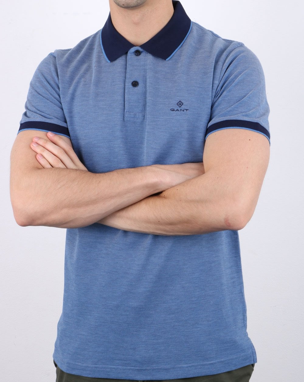Gant Oxford Pique Rugger Polo Shirt Pacific Blue - Image 2