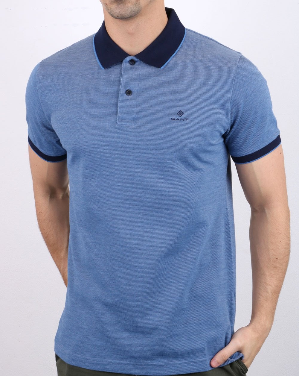 Gant Oxford Pique Rugger Polo Shirt Pacific Blue - Image 3