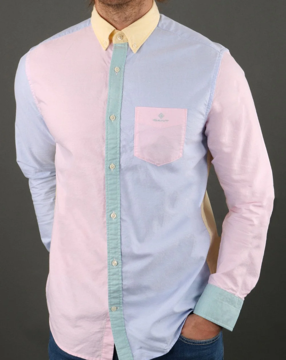 Gant Panel Oxford Long Sleeve Shirt Multi - Image 3