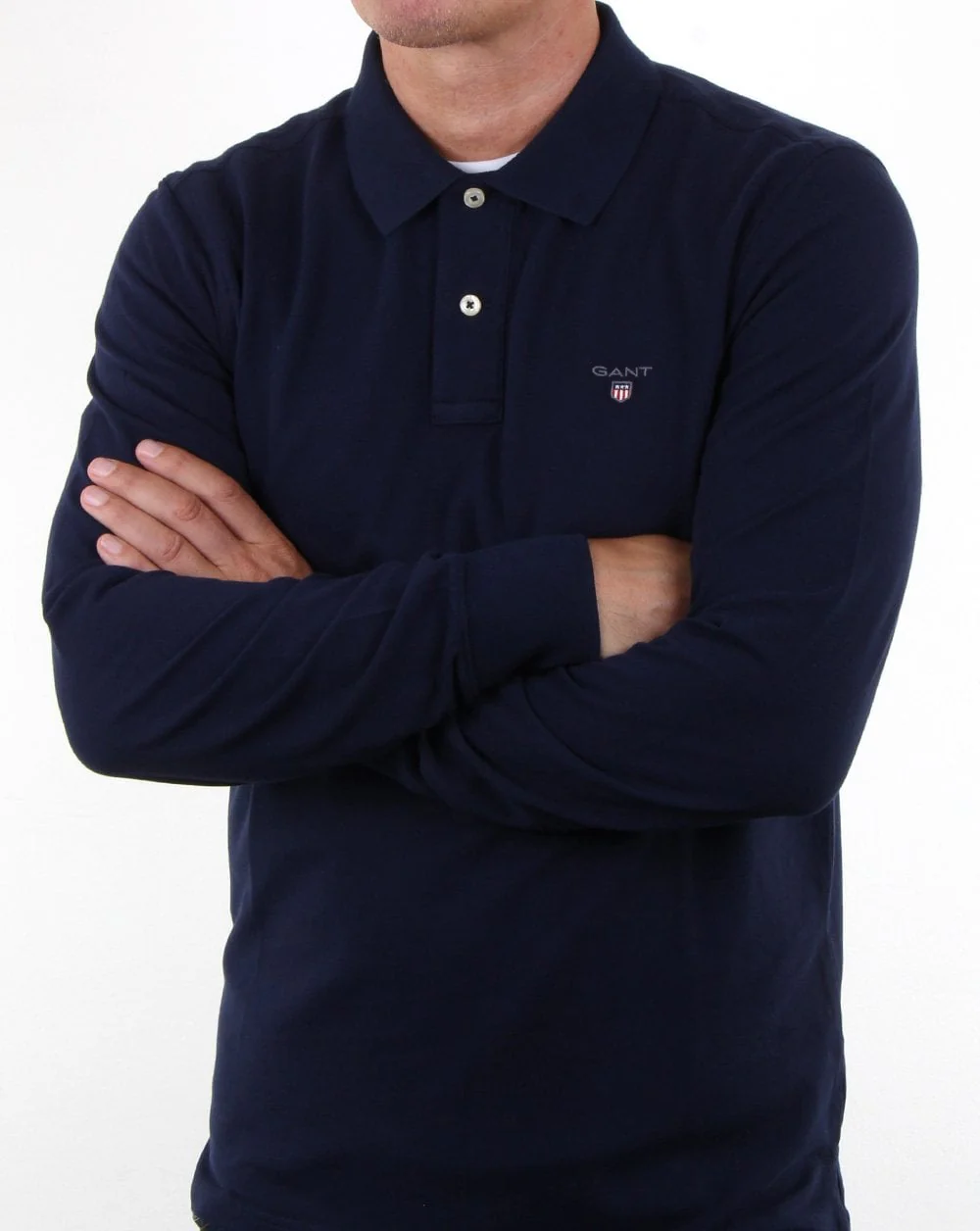 Gant Pique Ls Rugger Polo Evening Blue - Image 2