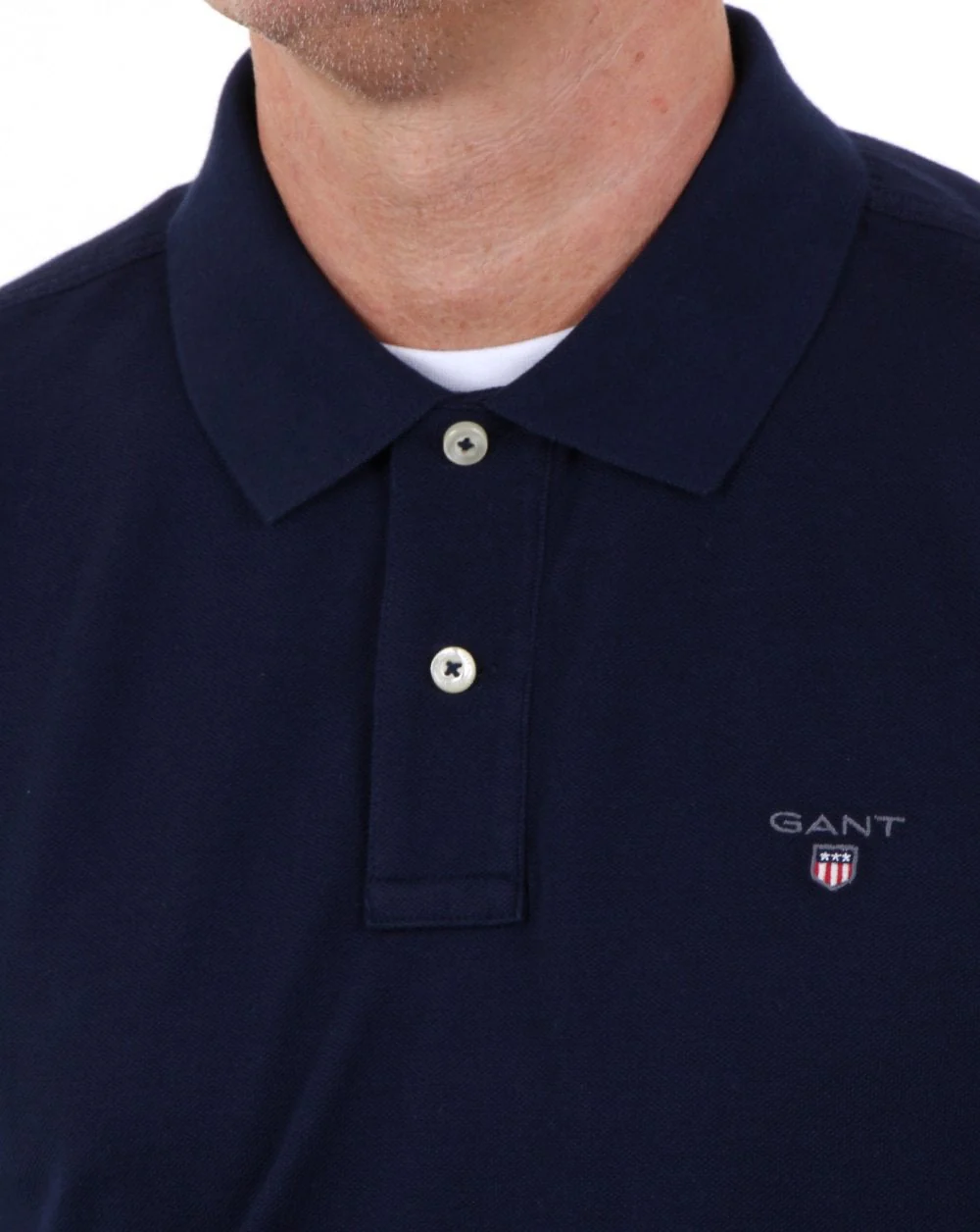 Gant Pique Ls Rugger Polo Evening Blue - Image 3