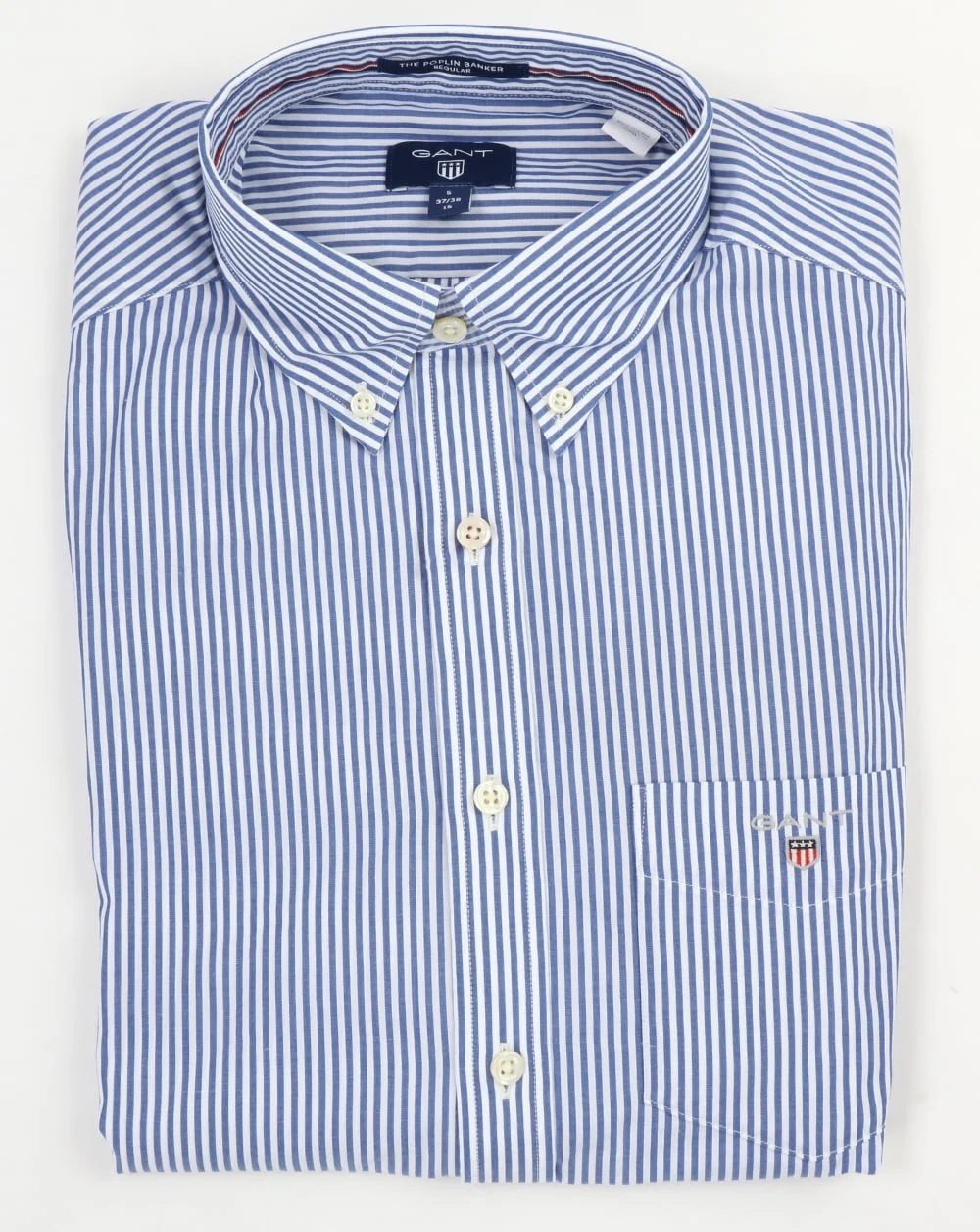 Gant Poplin Banker Striped Shirt Yale Blue
