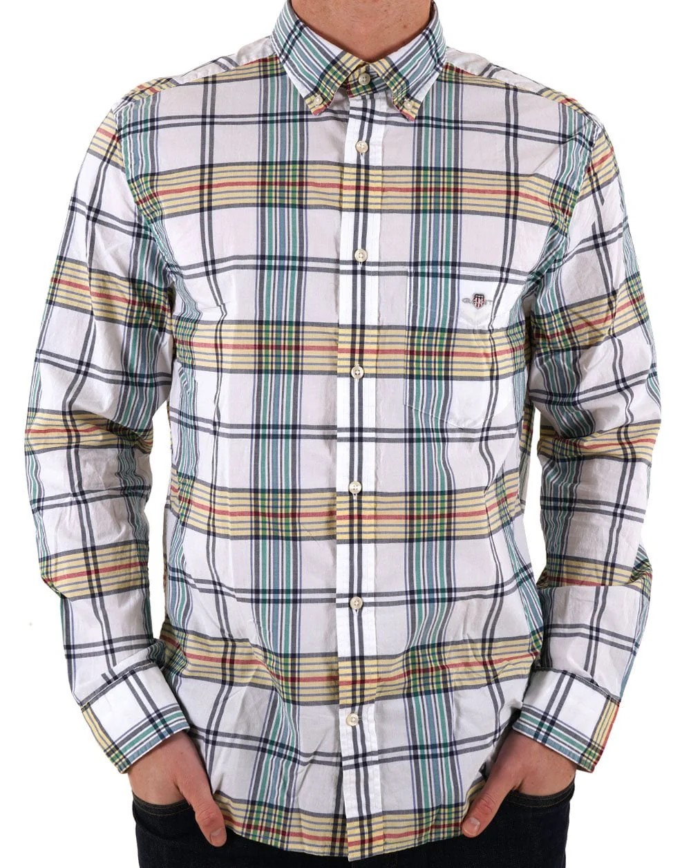 Gant Poplin Check Shirt White - Image 3