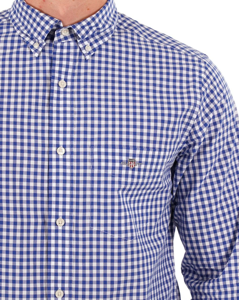 Gant Poplin Gingham Shirt College Blue - Image 2
