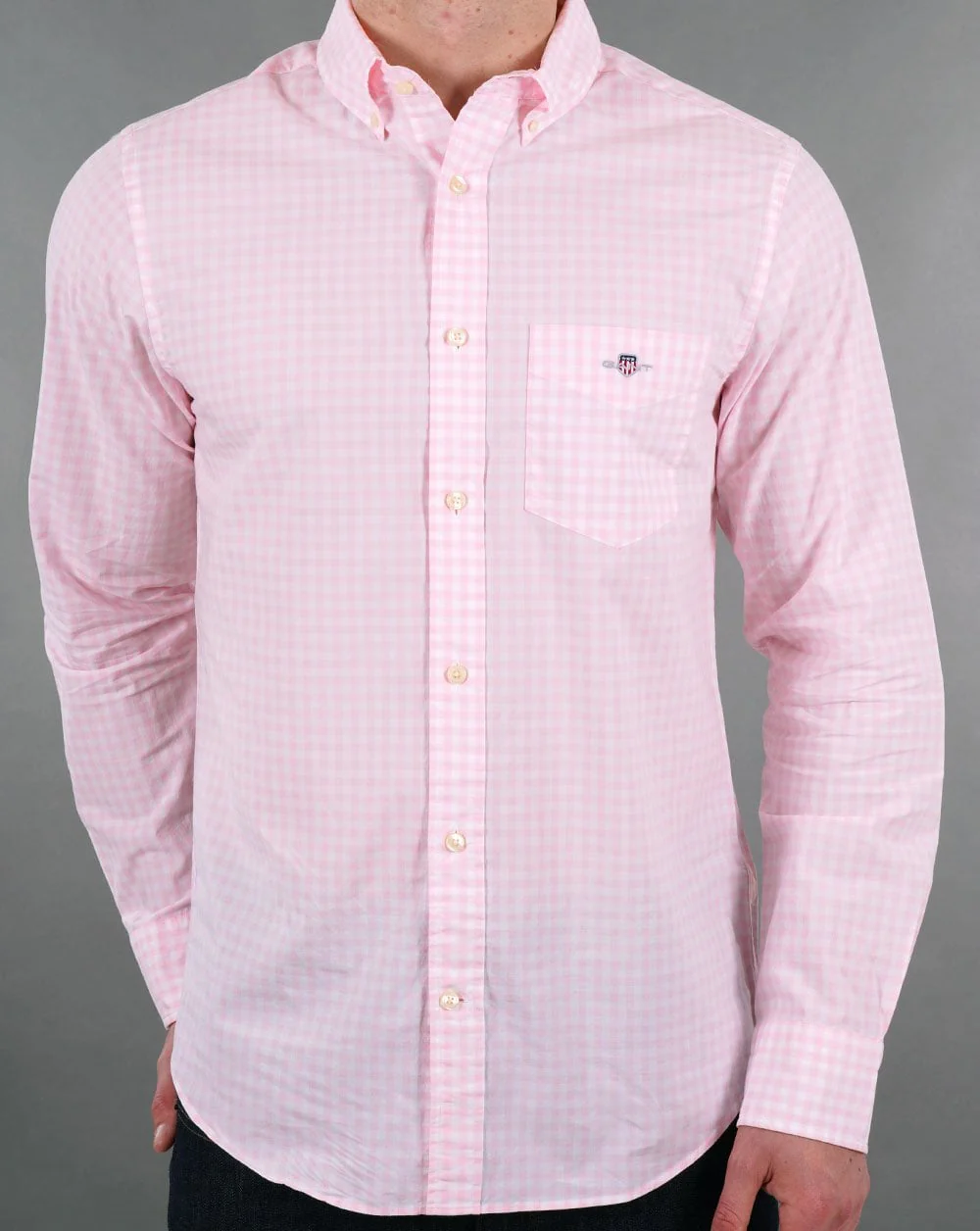 Gant Poplin Gingham Shirt Pink - Image 3