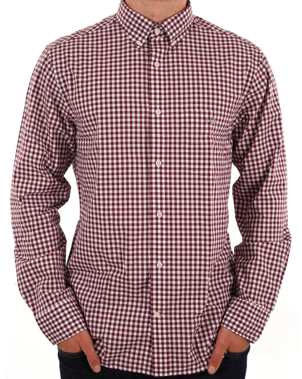Gant Poplin Gingham Shirt Wine Red