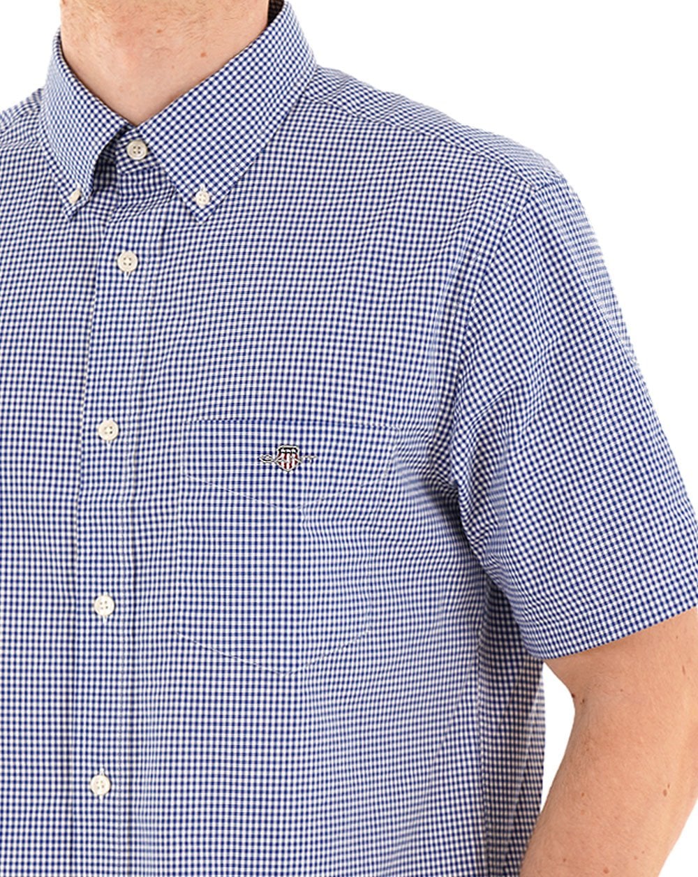 Gant Poplin Gingham SS Shirt College Blue - Image 2