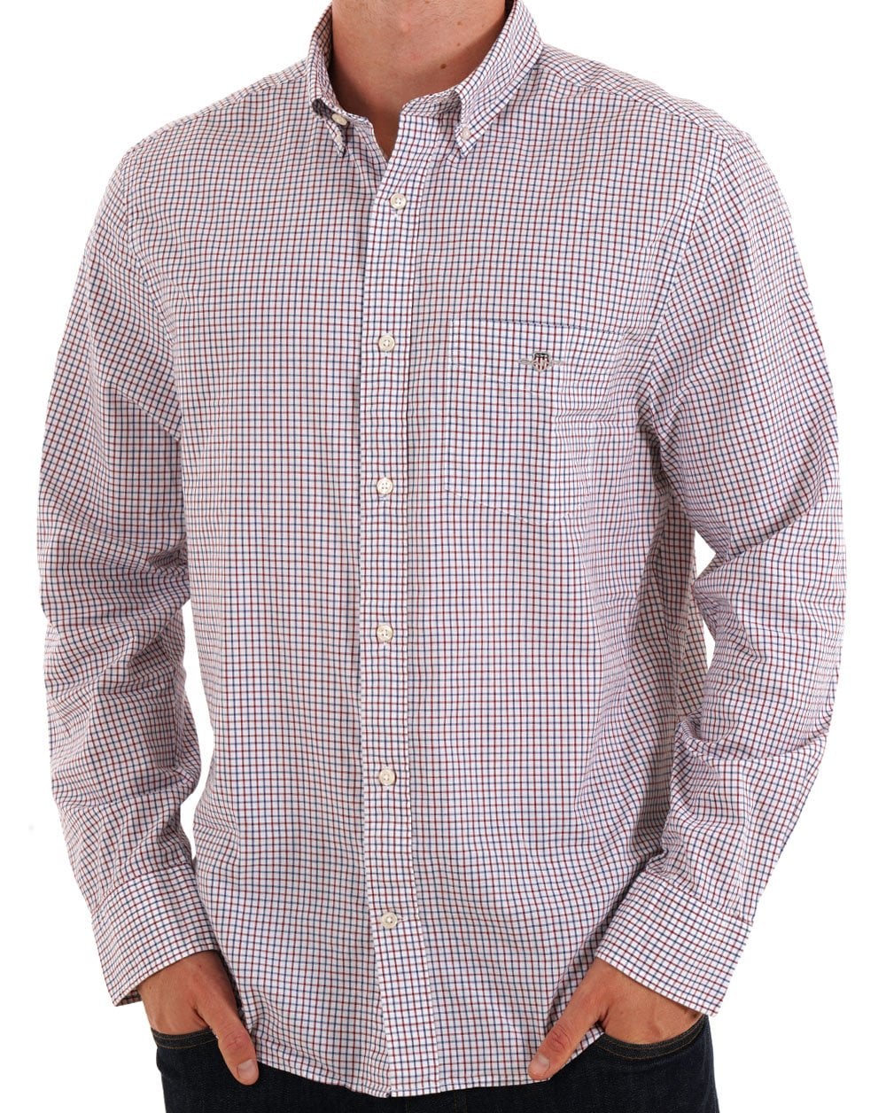 Gant Poplin Micro Check Shirt Red