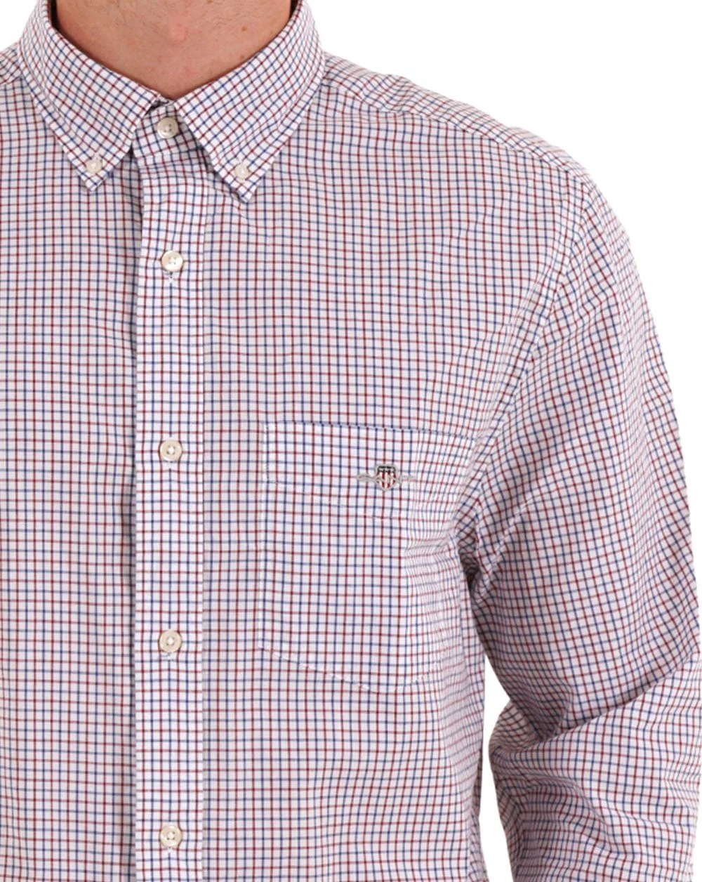Gant Poplin Micro Check Shirt Red - Image 2