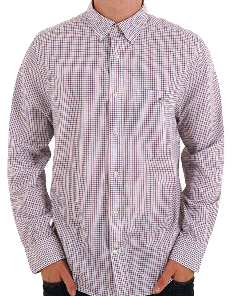 Gant Poplin Micro Check Shirt Red - Image 3