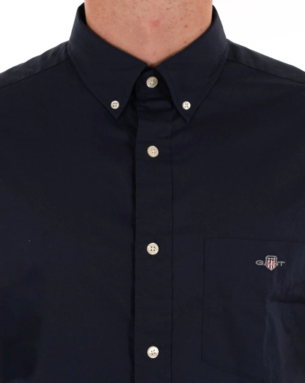 Gant Poplin Short Sleeve Shirt Navy Blue - Image 3