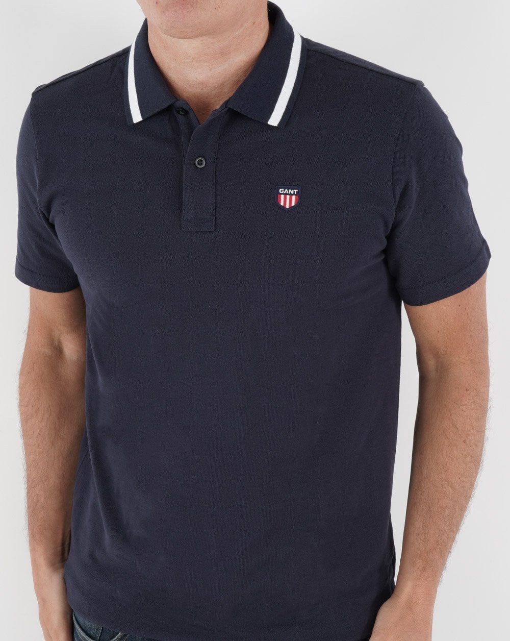 Gant Retro Shield Pique Short Sleeve Polo Navy - Image 3