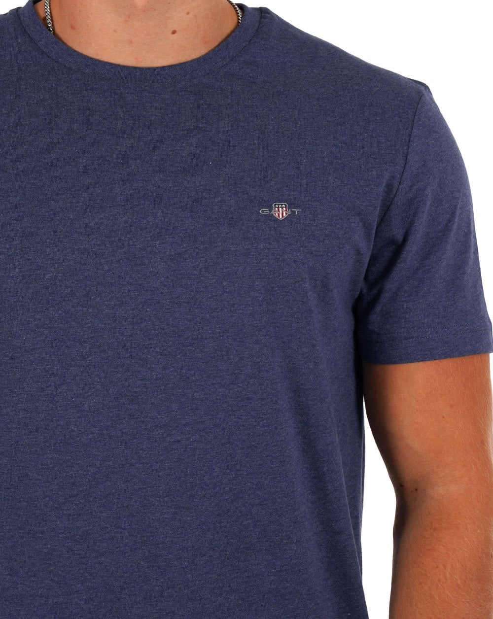 Gant Shield Crew T-shirt Blue Melange - Image 2