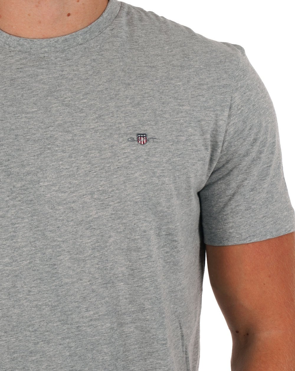 Gant Shield Crew T-shirt Grey Melange - Image 2