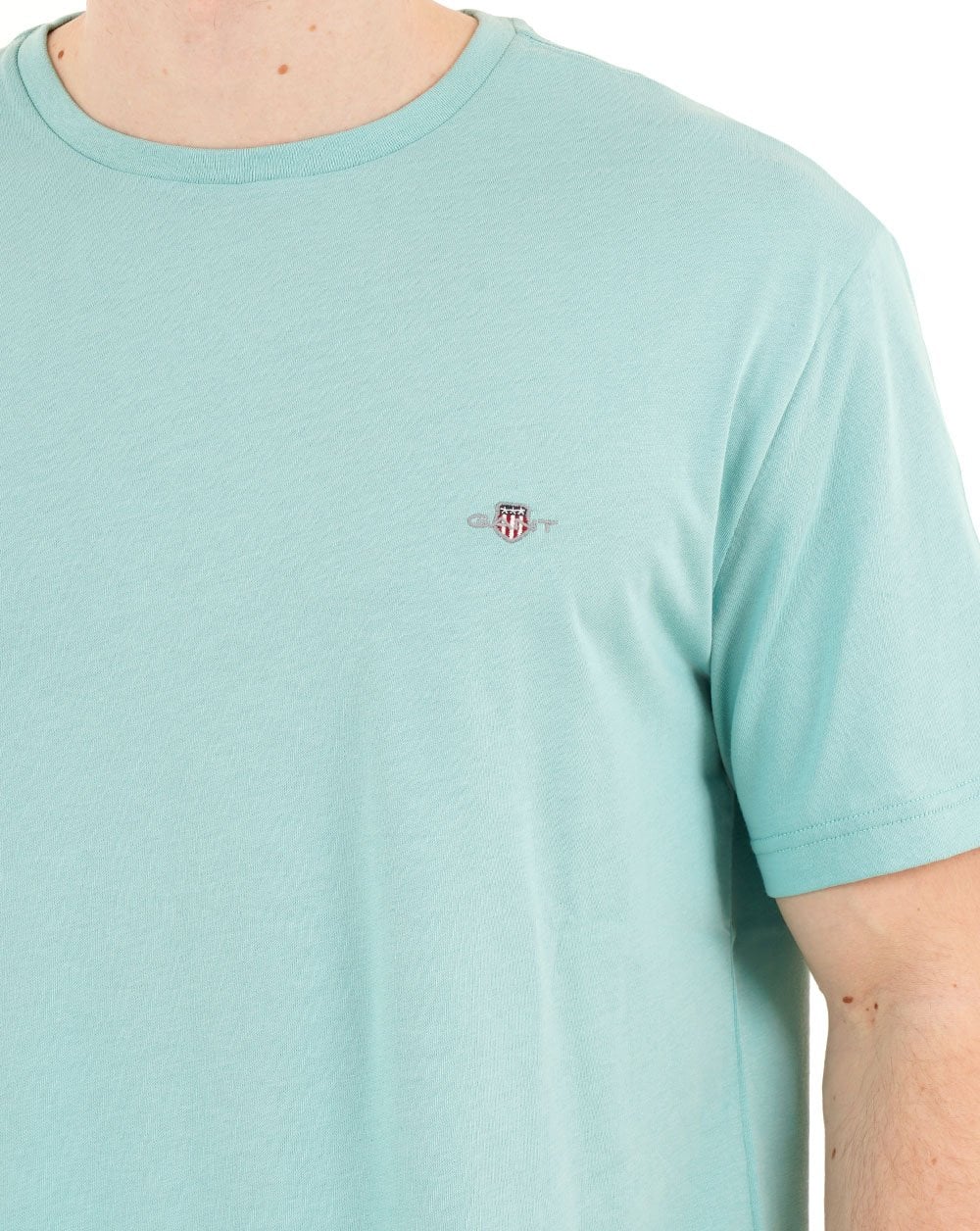 Gant Shield Crew T Shirt Muted Turquoise - Image 2