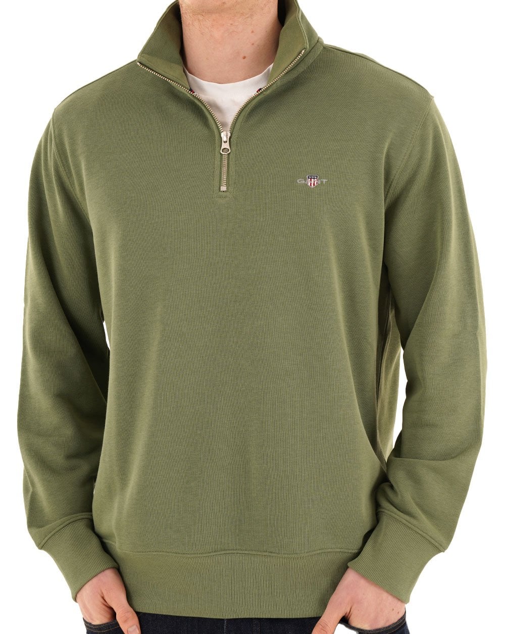 Gant Shield Half Zip Sweat Light Green - Image 3