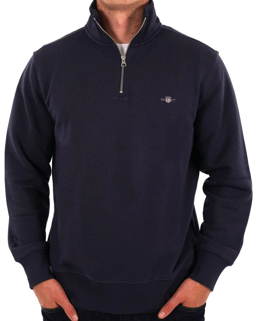 Gant Shield Half Zip Sweat Navy Blue - Image 3
