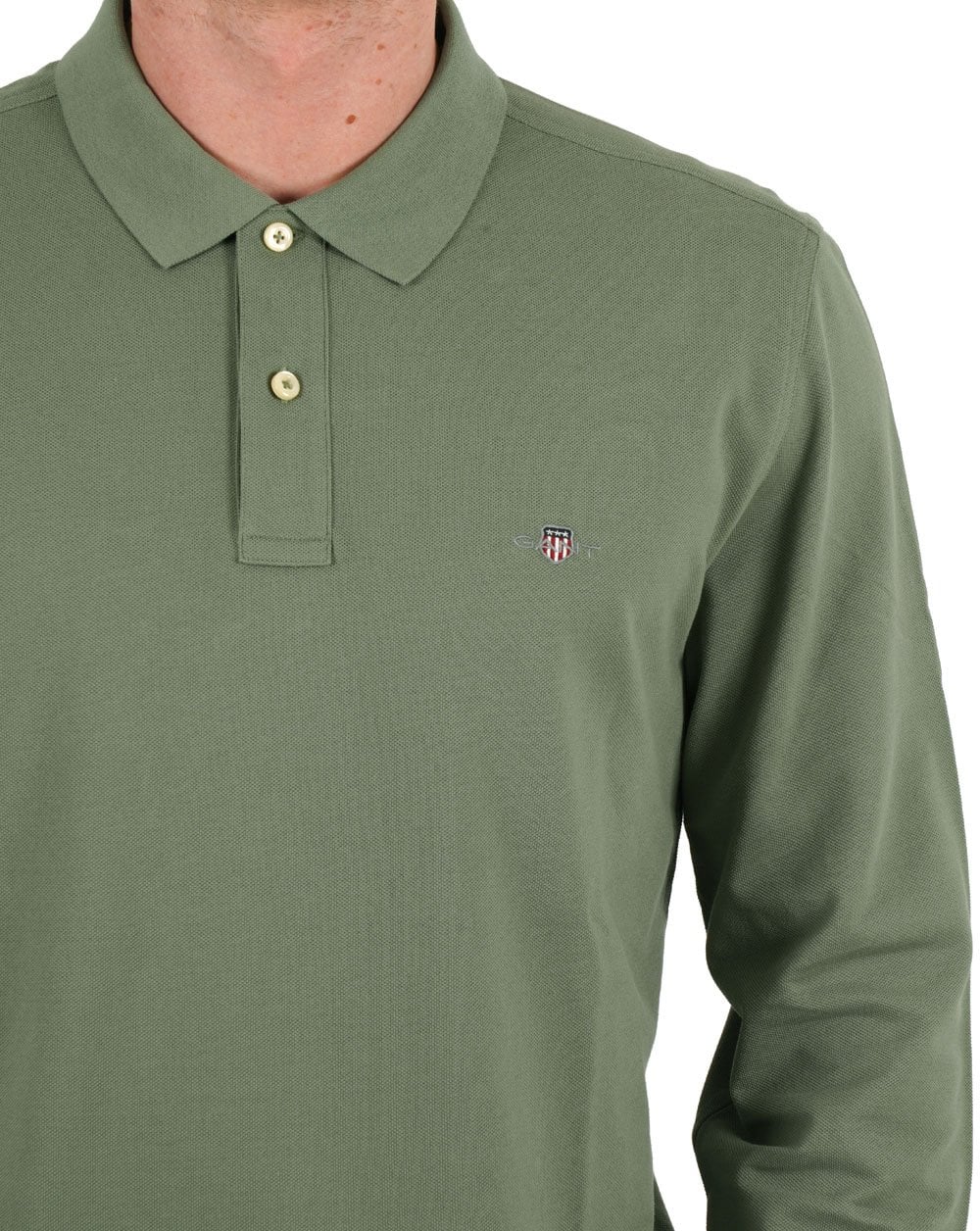Gant Shield LS Pique Polo Sage Green - Image 2