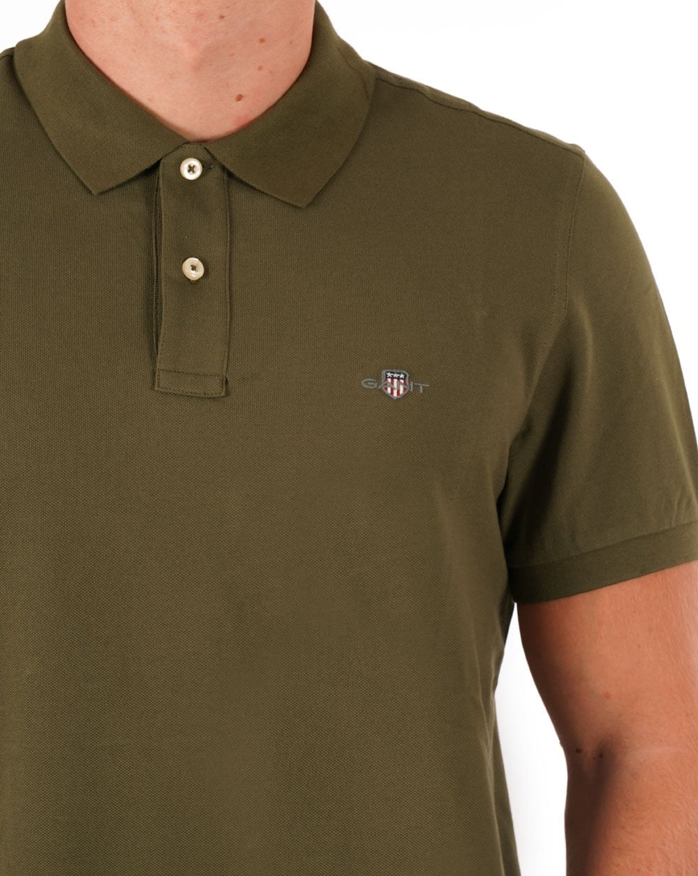 Gant Shield Pique Polo Olive Green - Image 2
