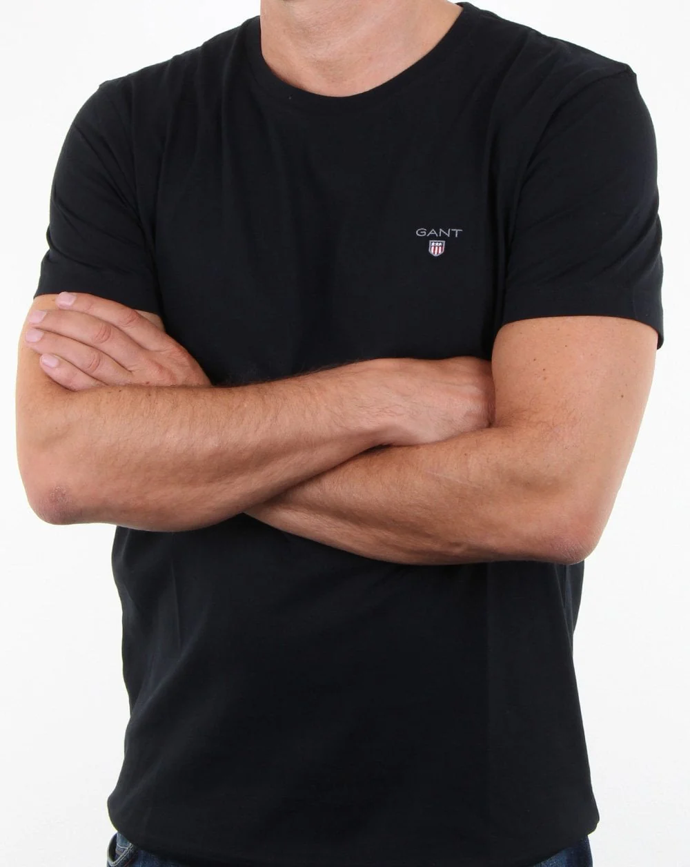 Gant Solid Crew Neck T Shirt Black - Image 3