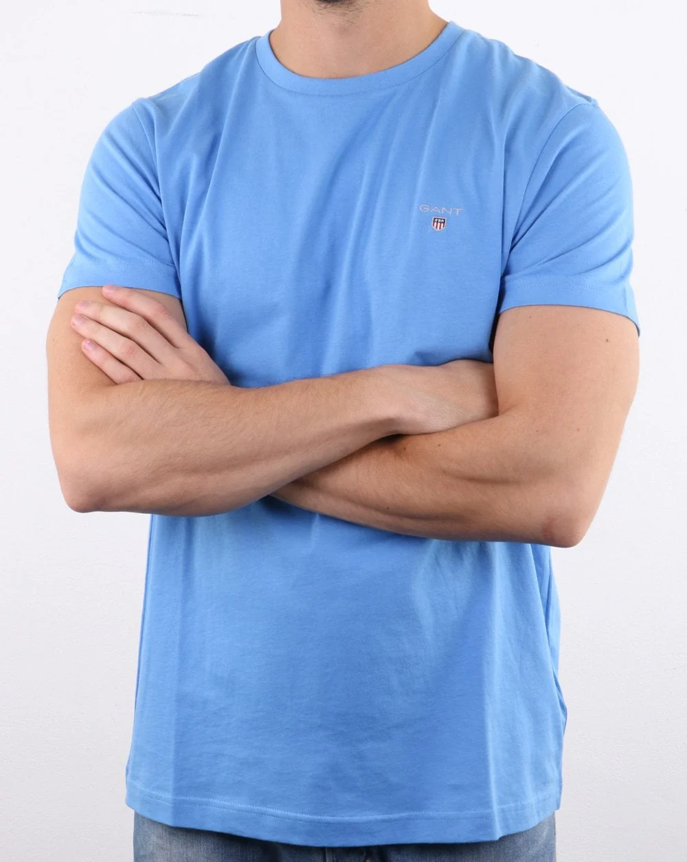 Gant Solid Crew Neck T Shirt Light Blue - Image 3