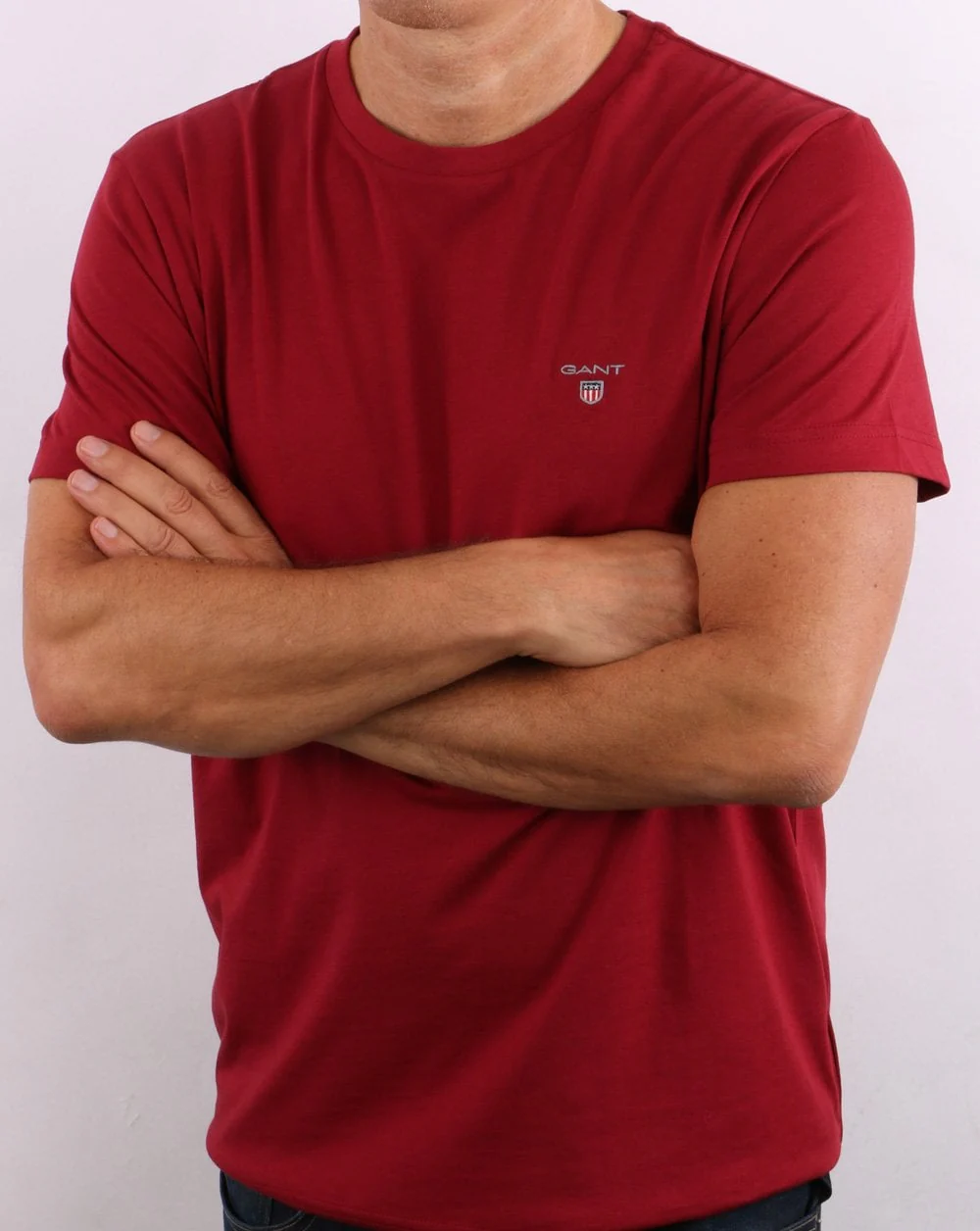Gant Solid Crew Neck T Shirt Mahogany Red - Image 3