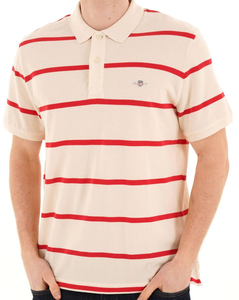 Gant Striped Polo Shirt Creamed White