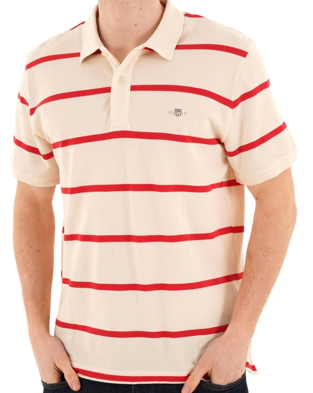 Gant Striped Polo Shirt Creamed White - Image 3