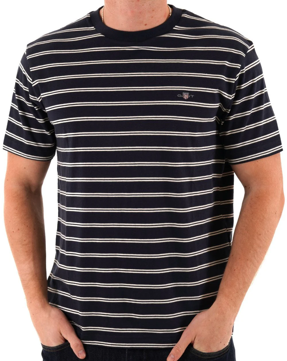 Gant Striped T Shirt Navy Blue