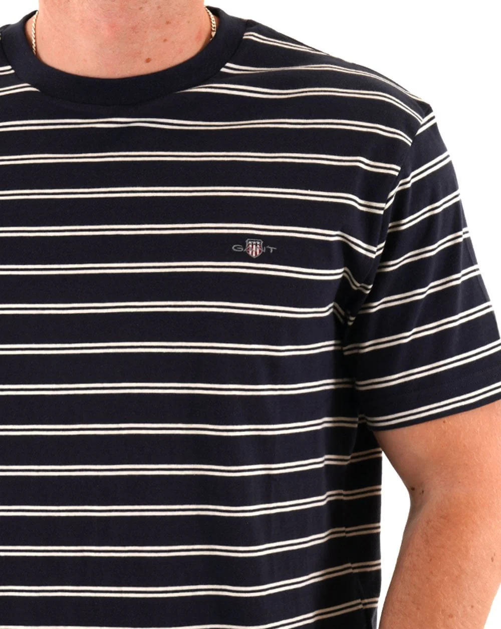 Gant Striped T Shirt Navy Blue - Image 2