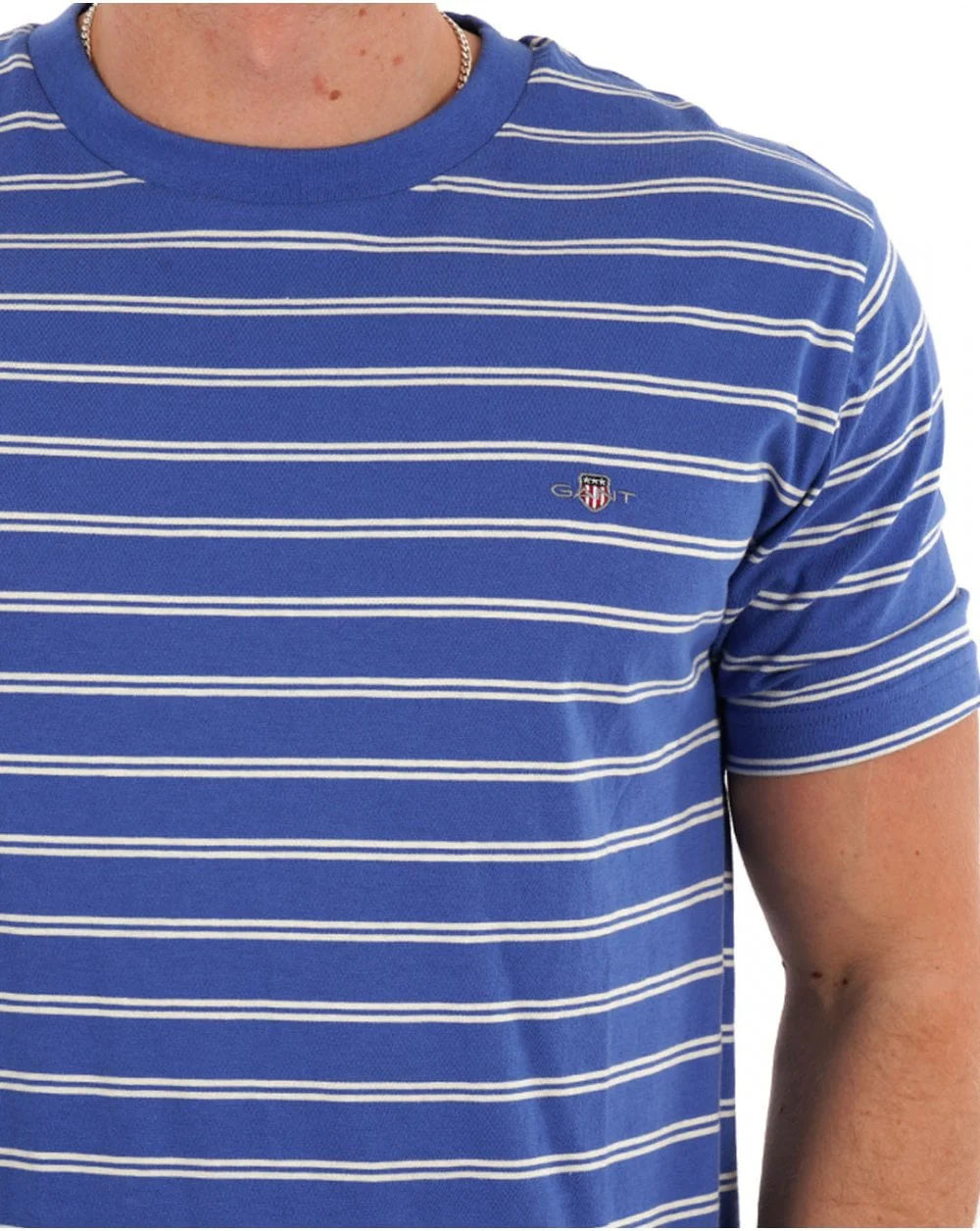 Gant Striped T Shirt Rich Blue - Image 2