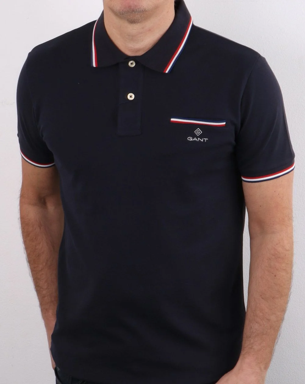 Gant Tipping Pique Polo Shirt Navy