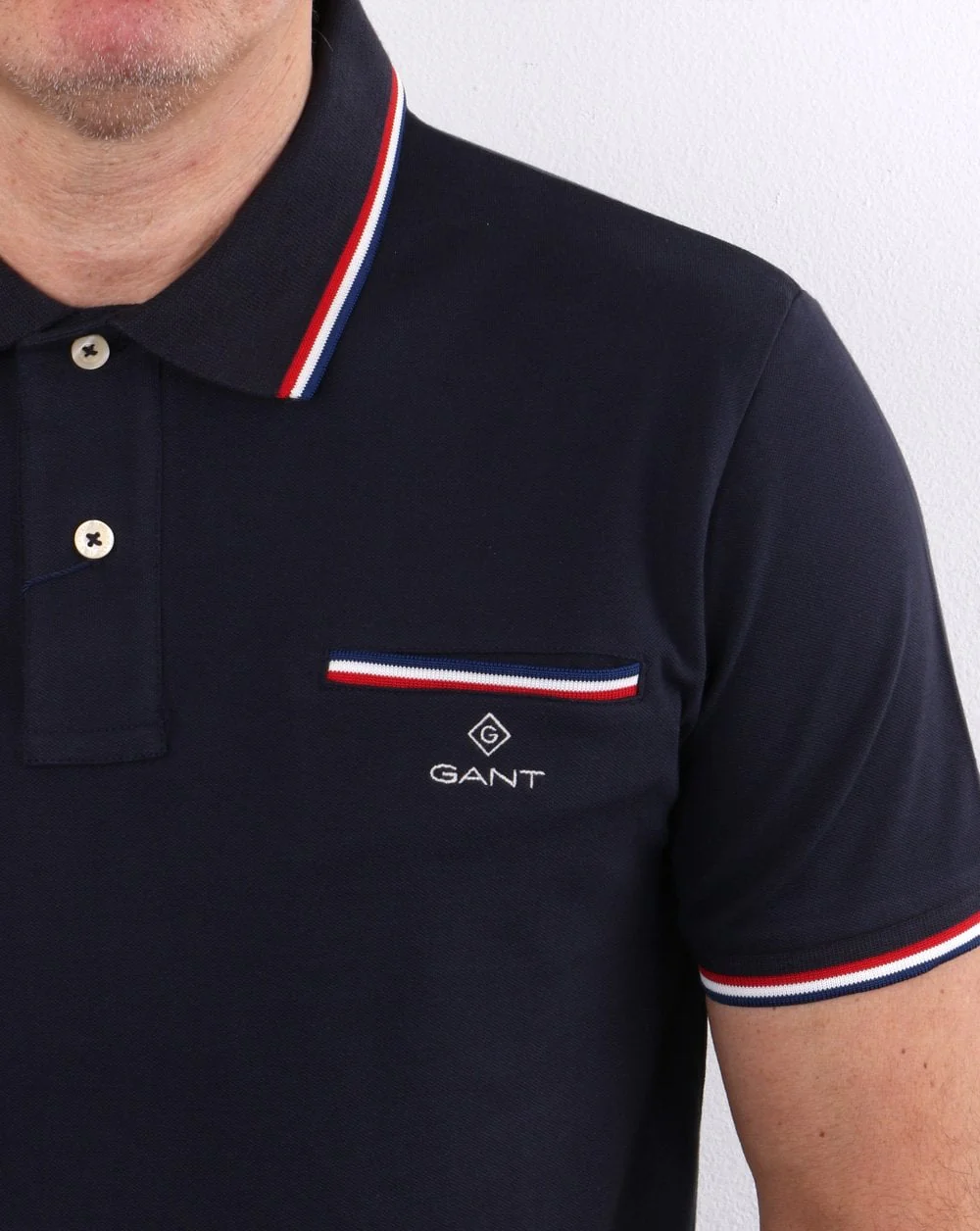 Gant Tipping Pique Polo Shirt Navy - Image 2