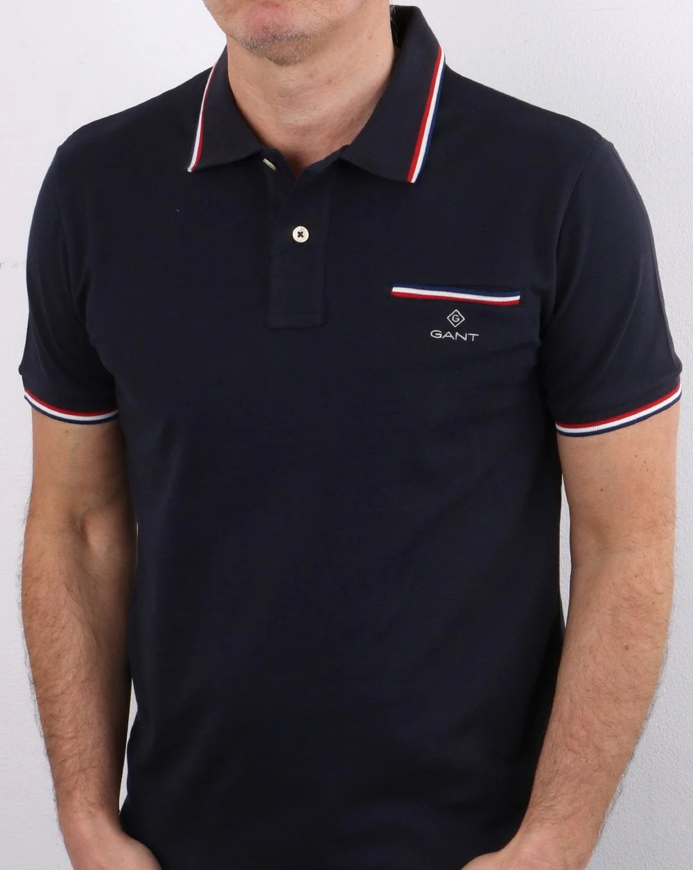 Gant Tipping Pique Polo Shirt Navy - Image 3