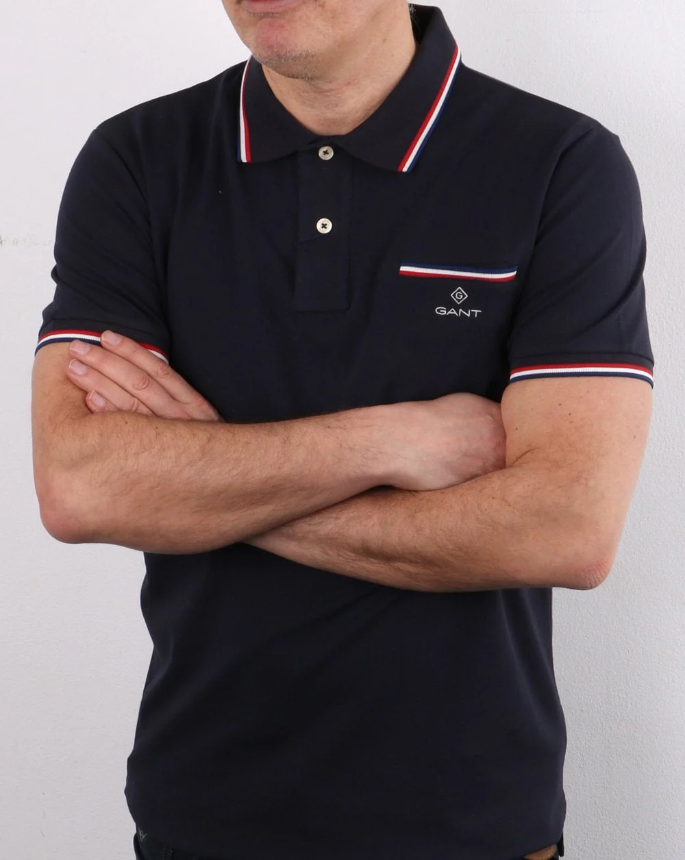 Gant Tipping Pique Polo Shirt Navy - Image 4