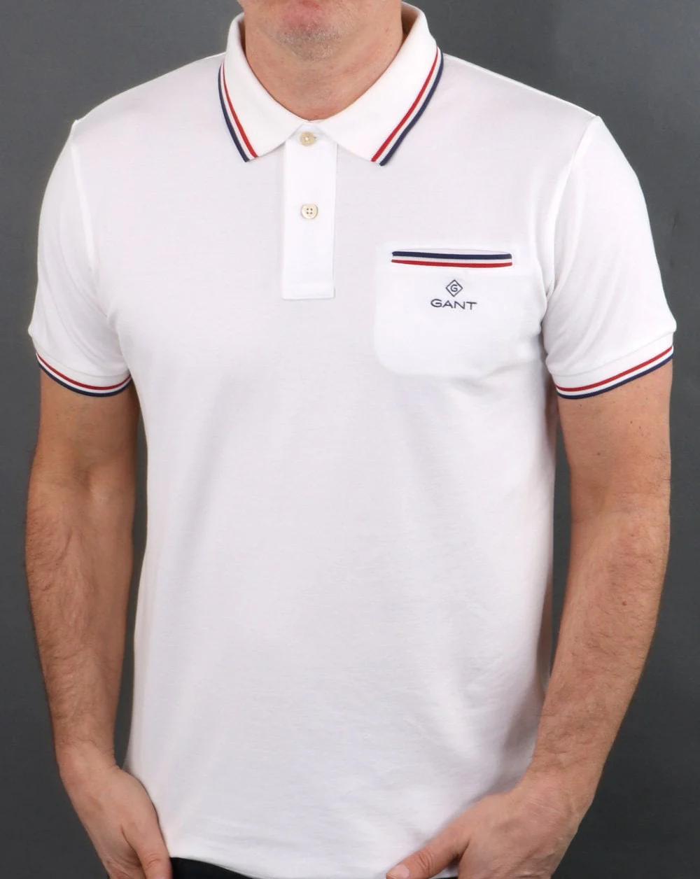 Gant Tipping Pique Polo Shirt White