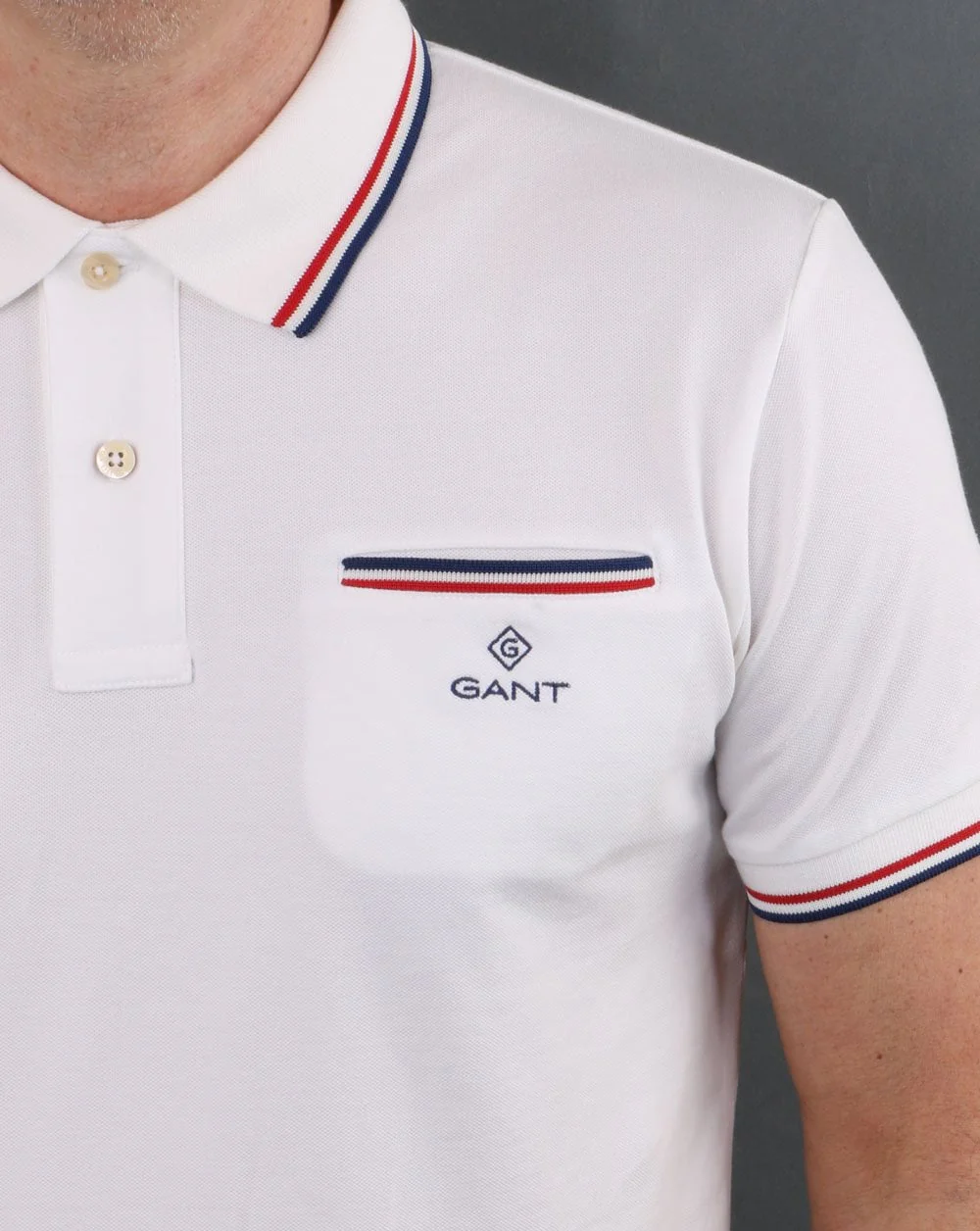 Gant Tipping Pique Polo Shirt White - Image 2