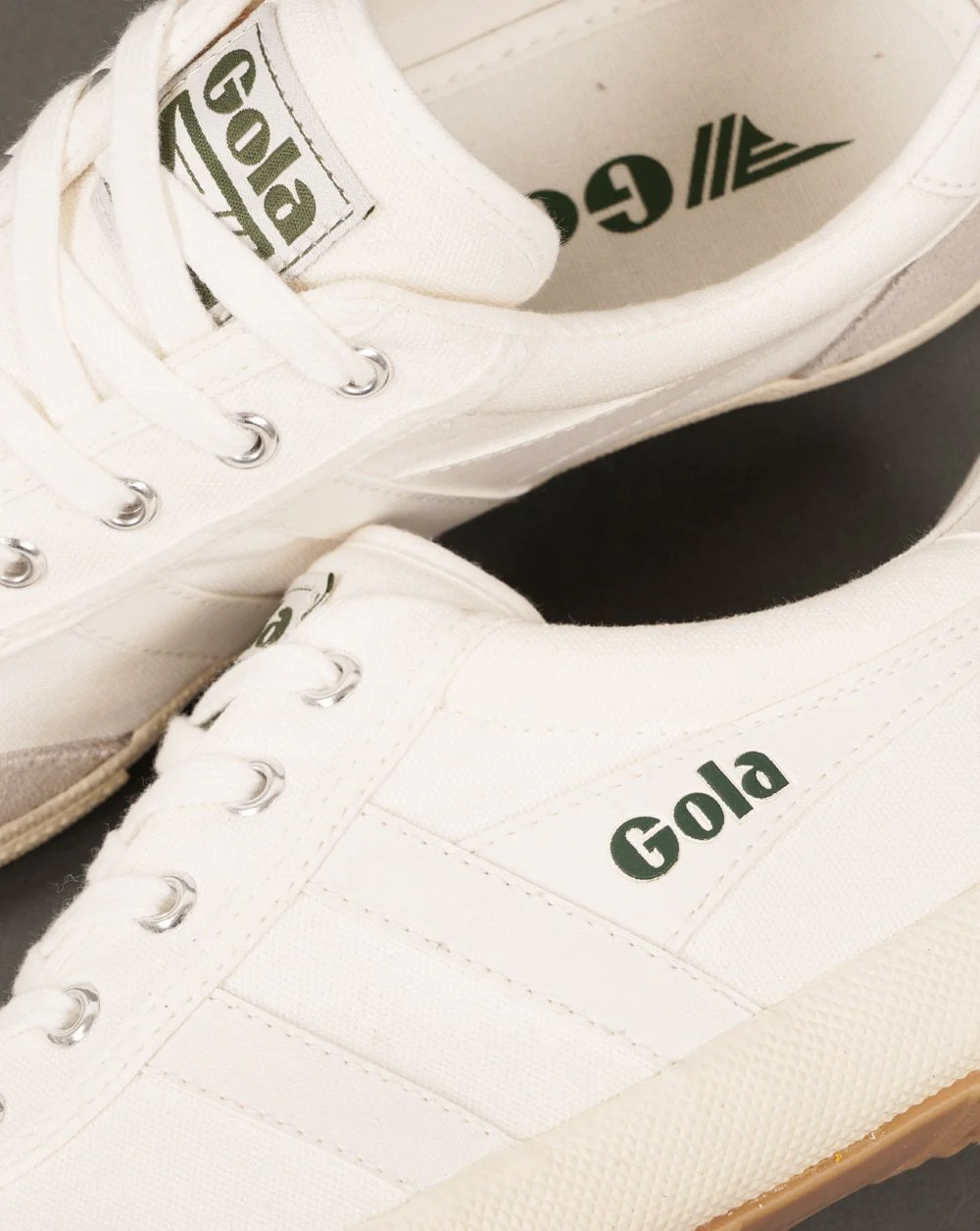 Gola Badminton Plimsoll Trainers Off White / Evergreen - Image 3