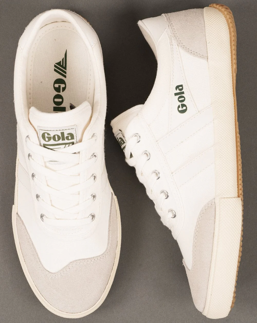 Gola Badminton Plimsoll Trainers Off White / Evergreen - Image 4