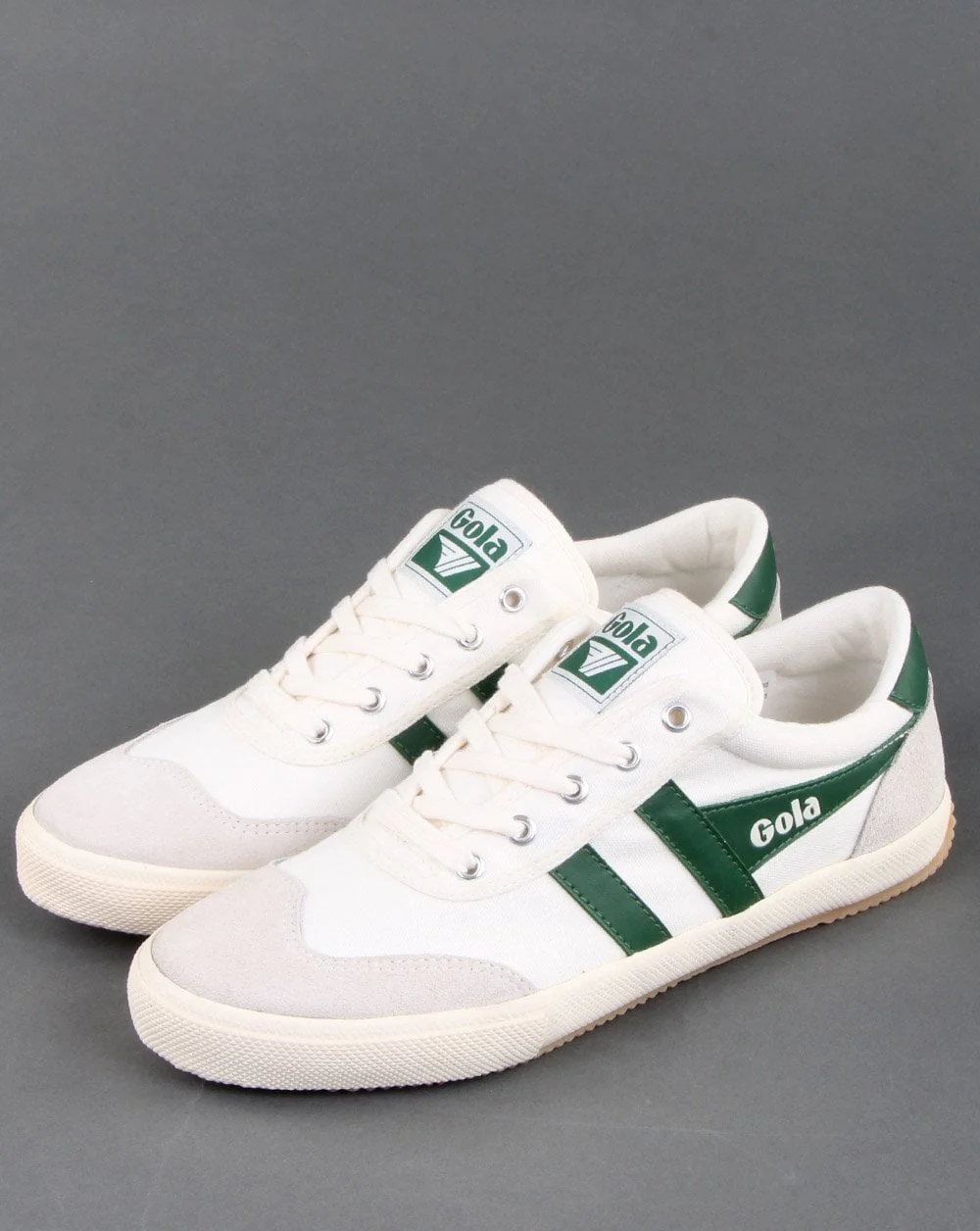 Gola Canvas Suede Trainer Off White/Green - Image 3