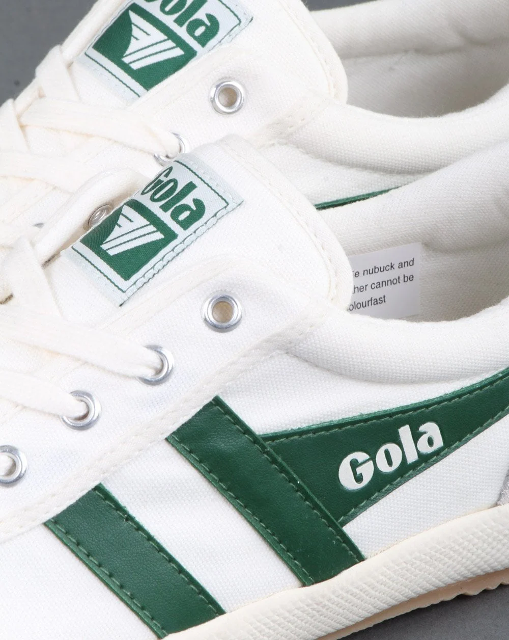 Gola Canvas Suede Trainer Off White/Green - Image 4
