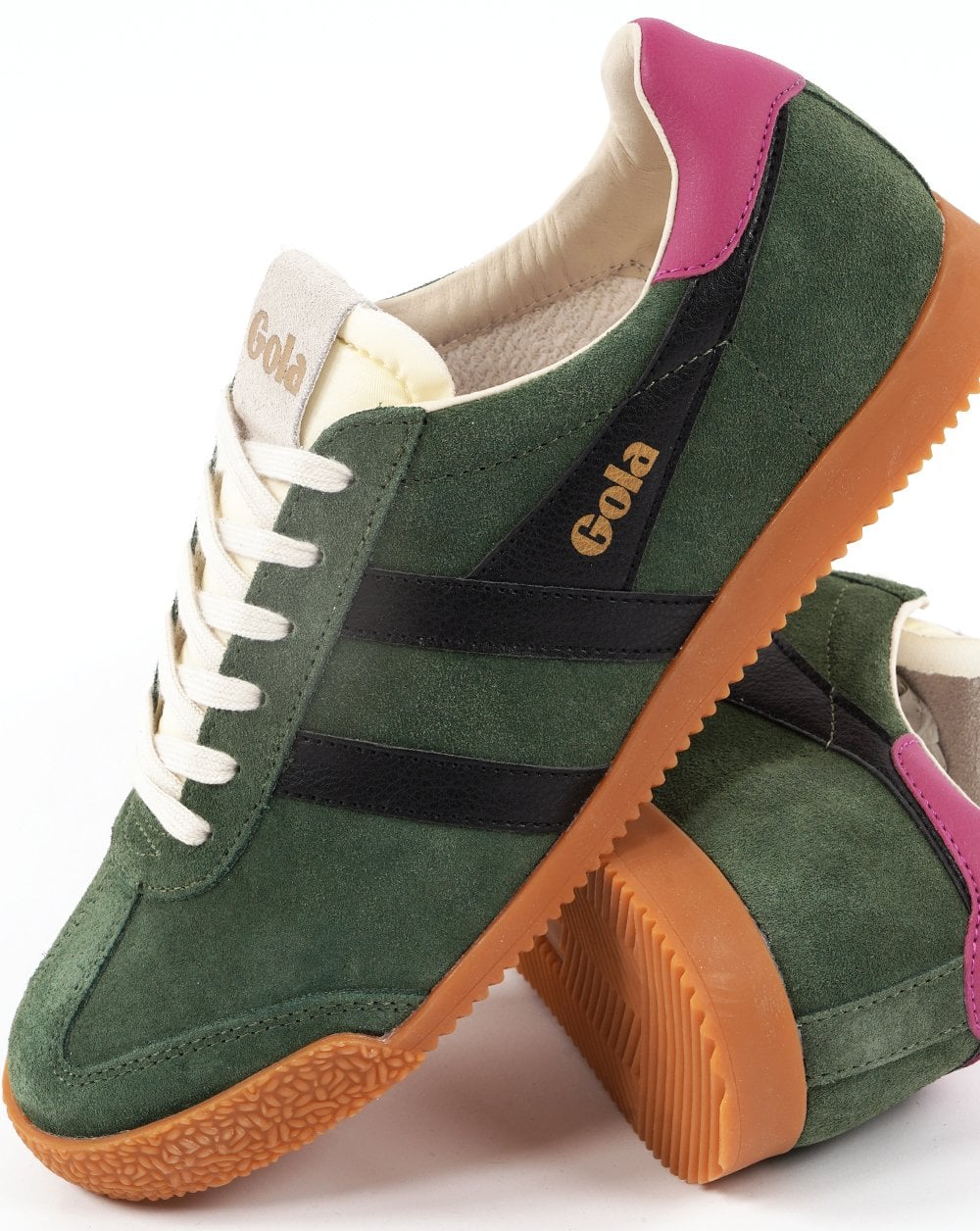 Gola Classics Women's Elan Trainers Evergreen / Black / Fuchsia