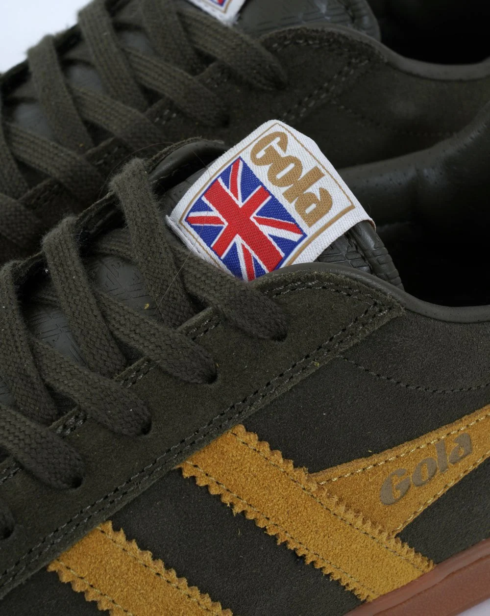 Gola Equipe Suede Trainer Khaki/Sun/Gum - Image 4