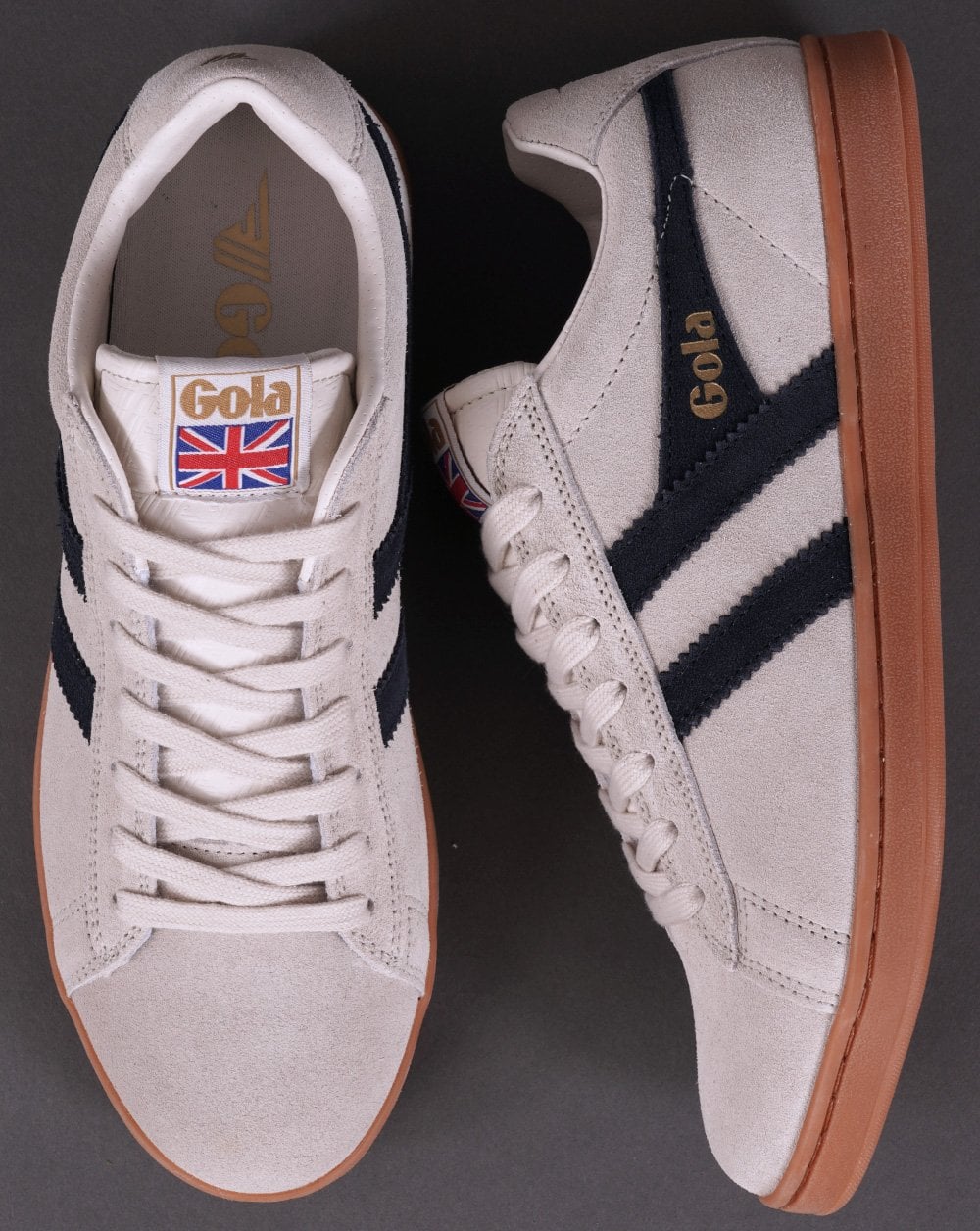 Gola Equipe Suede Trainer Off White/Navy/gum - Image 2