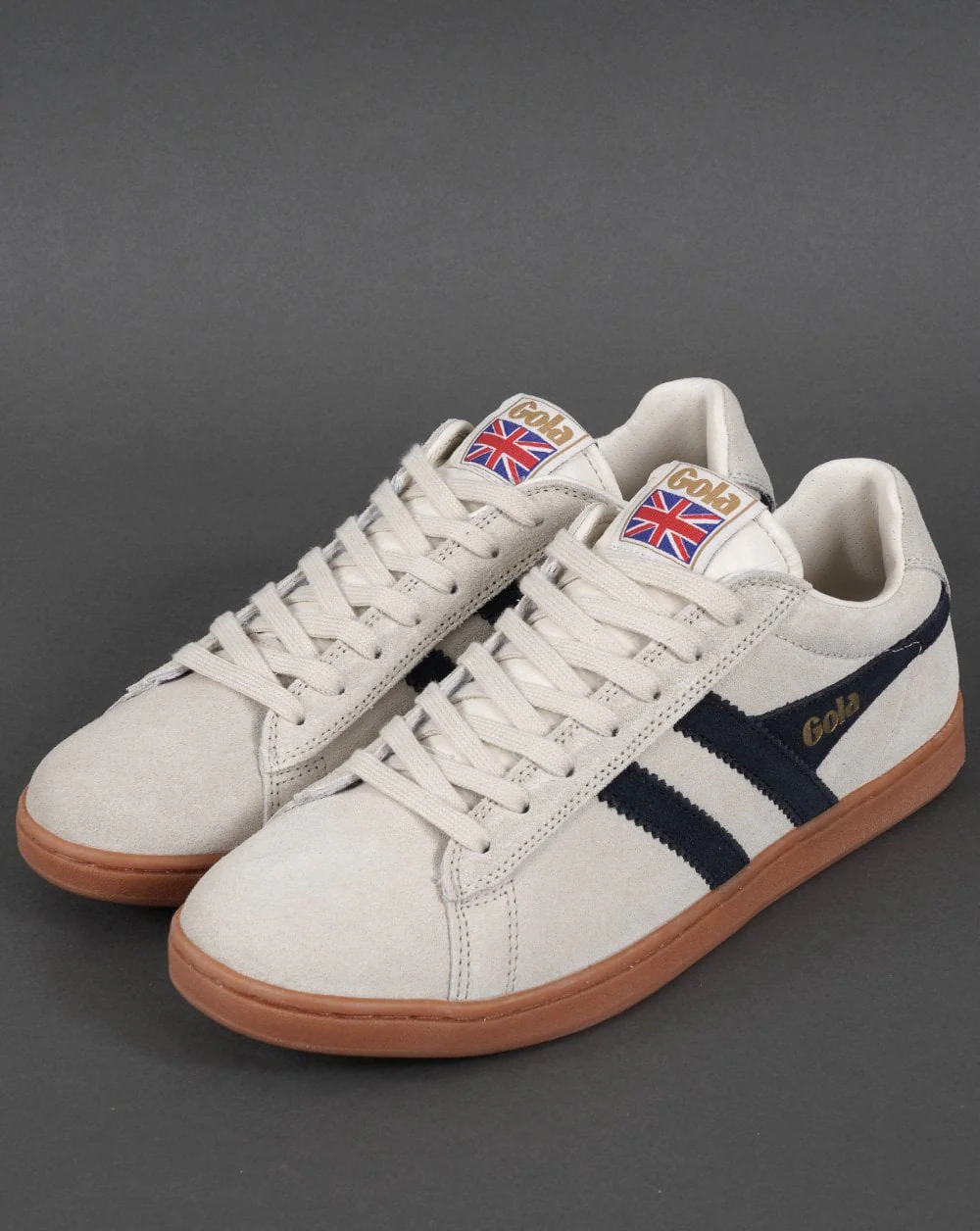 Gola Equipe Suede Trainer Off White/Navy/gum - Image 3